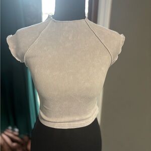 Women's Ribbed Cream Top